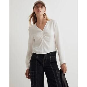 Madewell Lisa Brushed Ruched-Front Top in Lighthouse Size 00